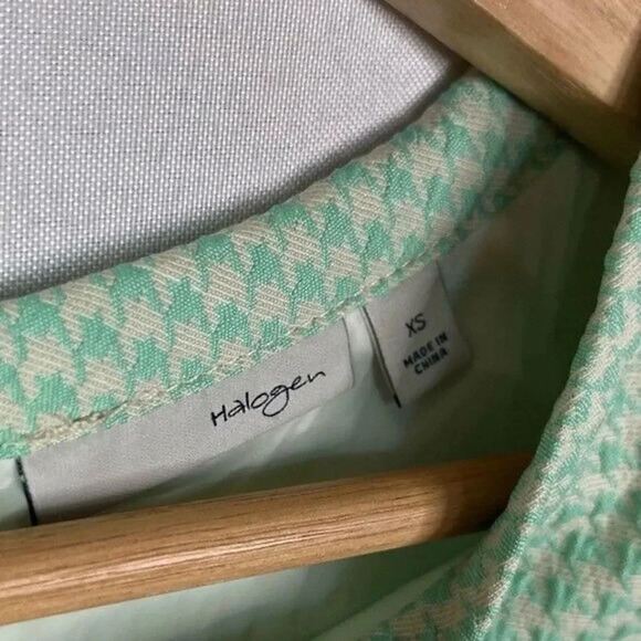 Halogen Mint Green Houndstooth Short Sleeve Blouse XS - Picture 3 of 3
